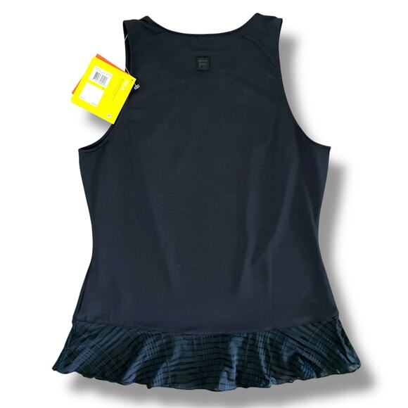 NWT Fila Activewear One Peplum Tank Top Sz M Black Fitted Stretchy 30+ UV Pro - Picture 8 of 12
